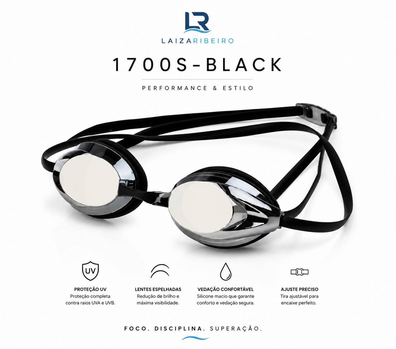 Oculos Natação Profissional 1700S-Black